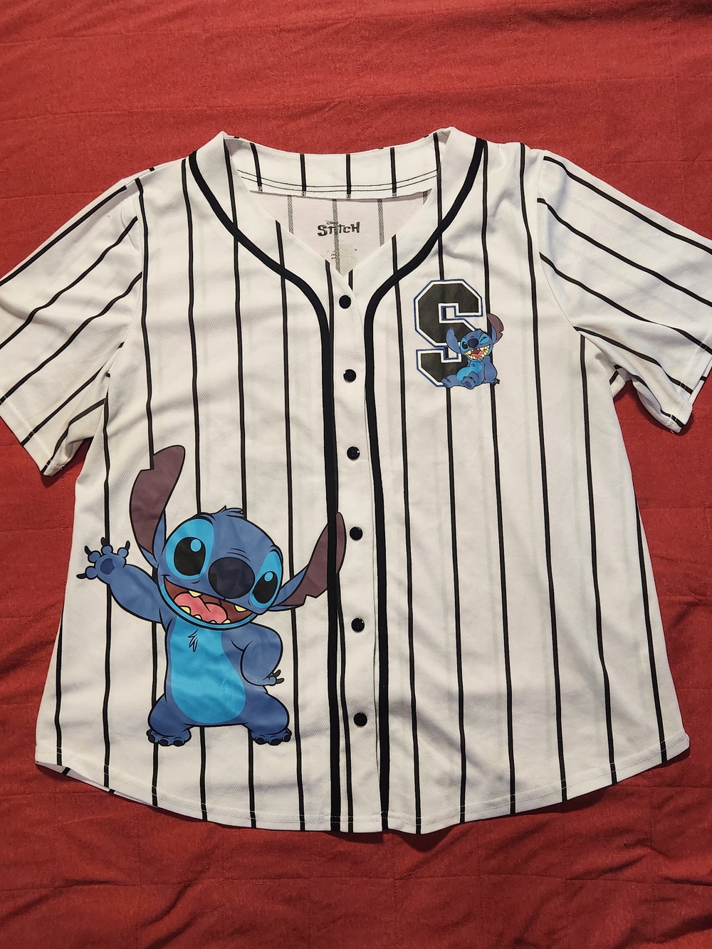 White & Black Pinstripe Baseball Tee